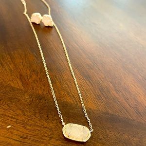 Gold and white druzy Kendra Scott necklace and earrings perfect condition